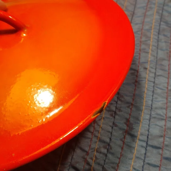 Vintage Orange Enameled Cast Iron Sauce Pan With Lid - Picture 6 of 6